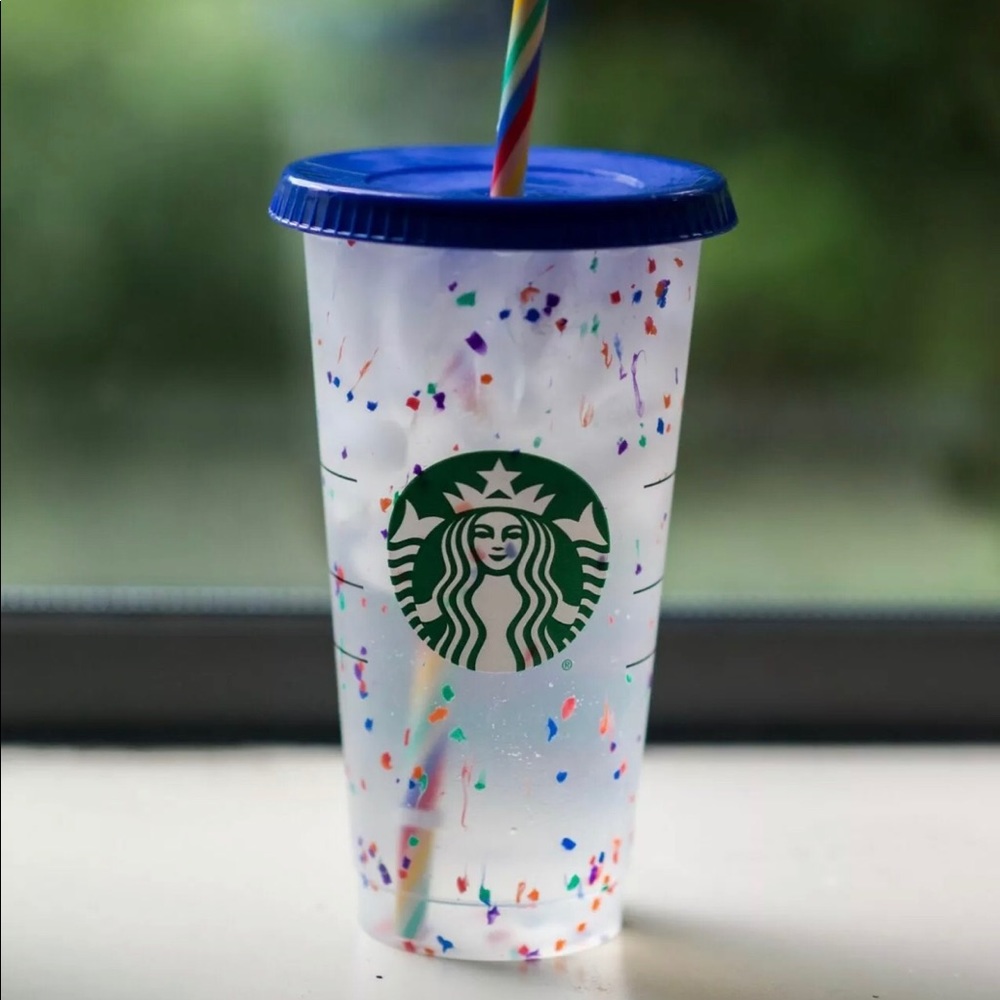 2 Starbucks confetti cups with rainbow straws… - Picture 3 of 12